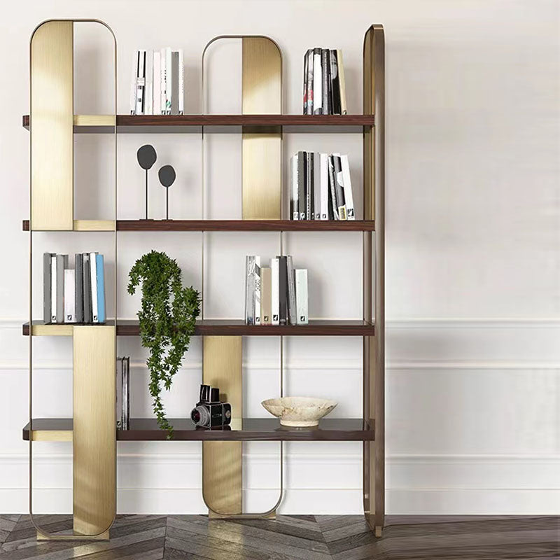 4 Shelves Contemporary Bookcase Standard Metal Open Back Bookshelf