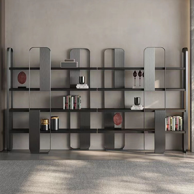 4 Shelves Contemporary Bookcase Standard Metal Open Back Bookshelf
