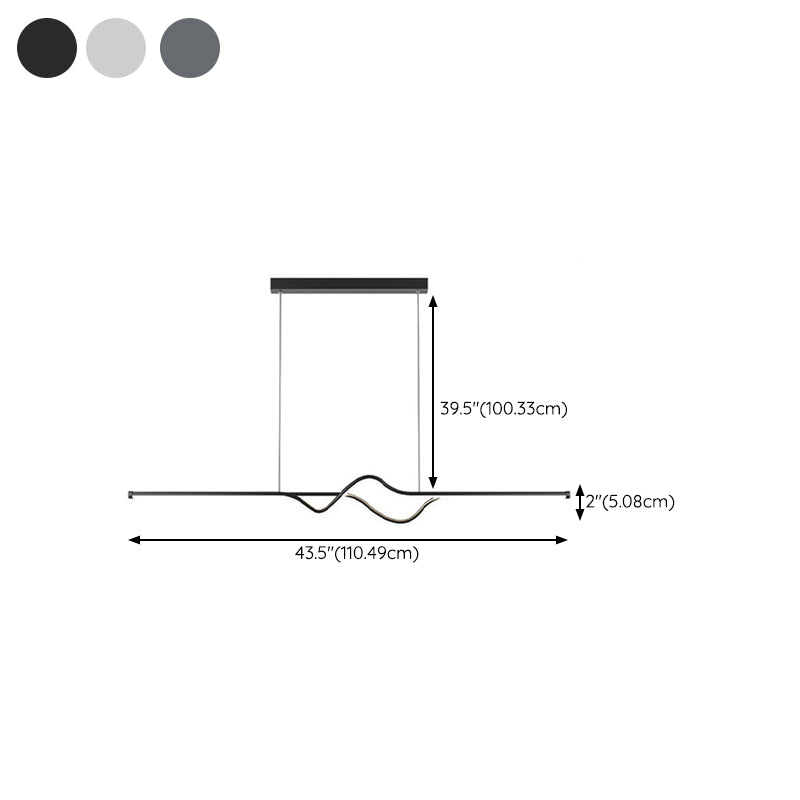 Linear Ceiling Pendant Minimalist Mental 1 Light Hanging Lamp
