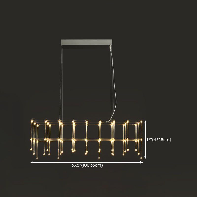 Nordic Style LED Hanging Lamp Rectangle Shape Island Light Fixture for Living Room