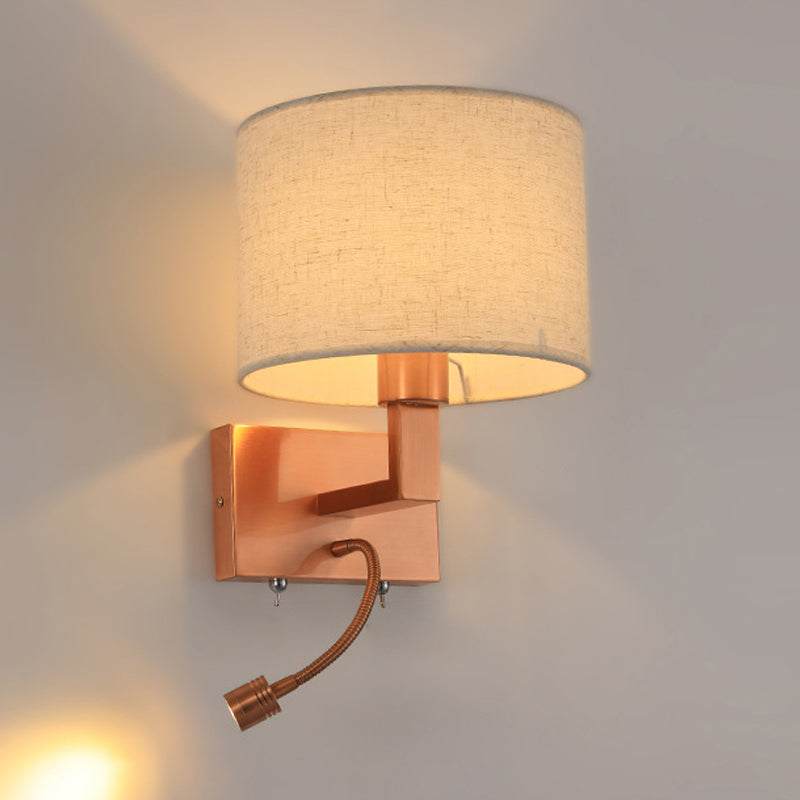 Cylinder Wall Lighting Modern Creative Fabric Wall Sconces in Gold