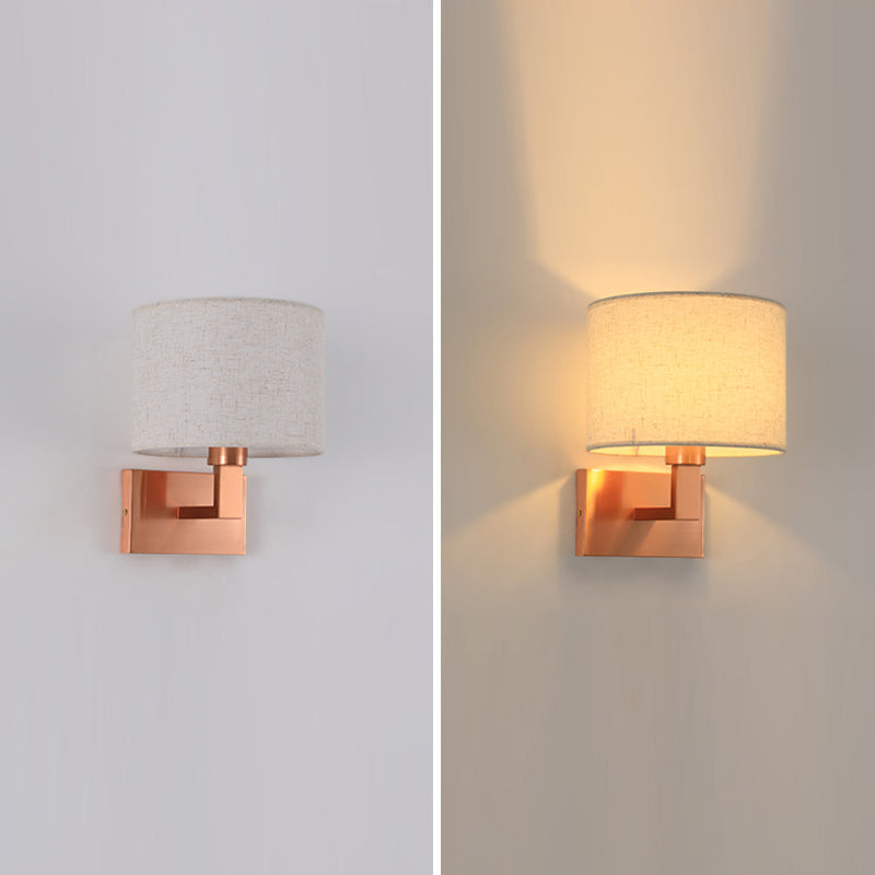 Cylinder Wall Lighting Modern Creative Fabric Wall Sconces in Gold