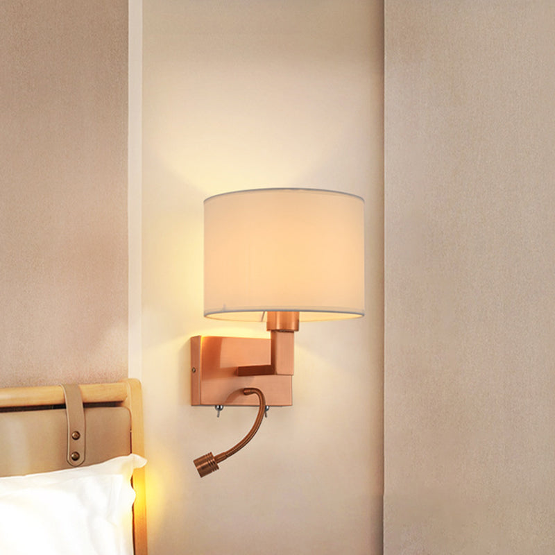 Cylinder Wall Lighting Modern Creative Fabric Wall Sconces in Gold