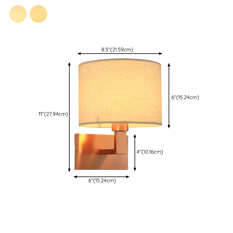 Cylinder Wall Lighting Modern Creative Fabric Wall Sconces in Gold