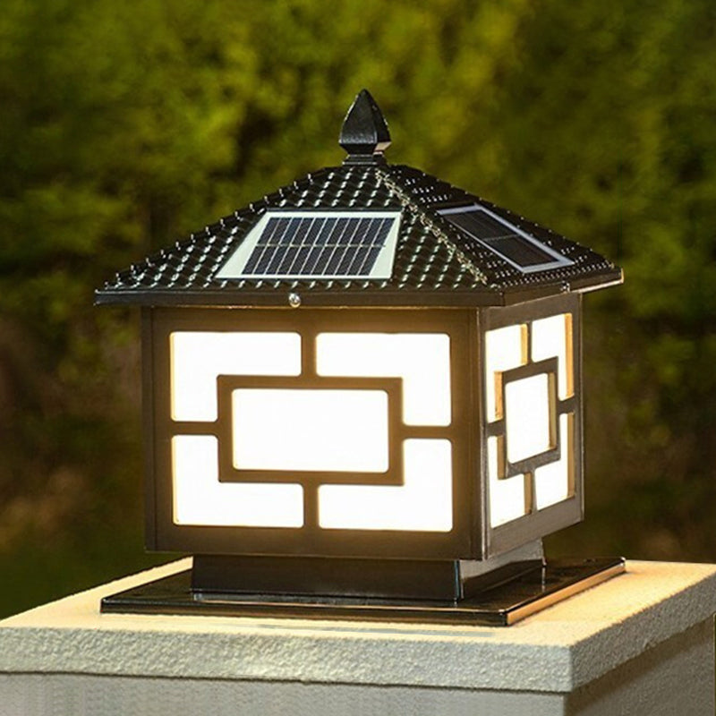 Modern LED Pillar Lamp Metallic LED Solar Lighting Fixture for Garden