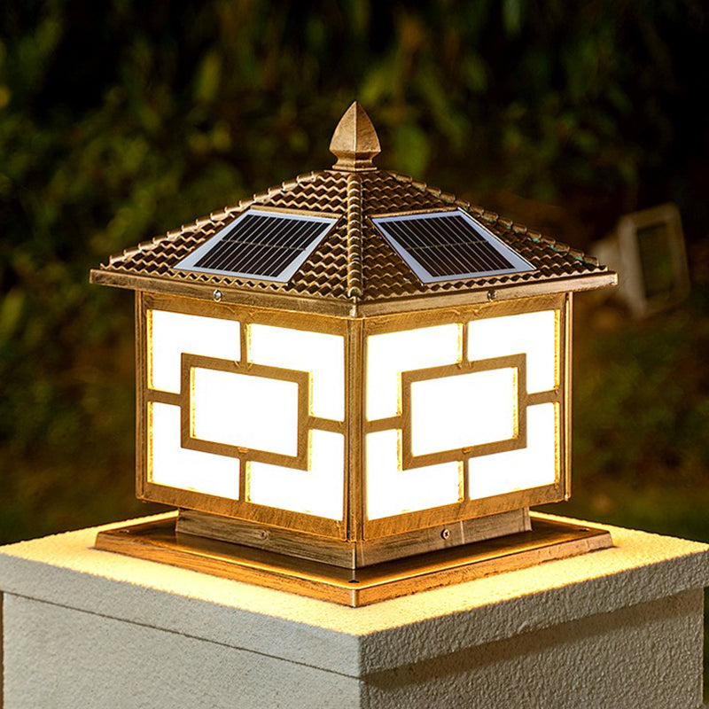 Modern LED Pillar Lamp Metallic LED Solar Lighting Fixture for Garden