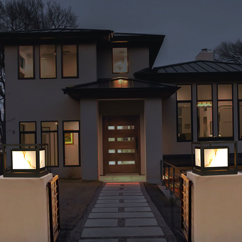 Contemporary LED Pillar Light Minimalist Solar Lighting Fixture for Backyard