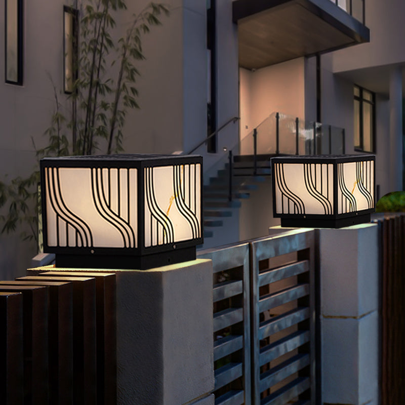 Modern LED Pillar Light Black Solar Lighting Fixture for Garden