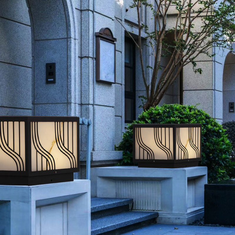 Modern LED Pillar Light Black Solar Lighting Fixture for Garden