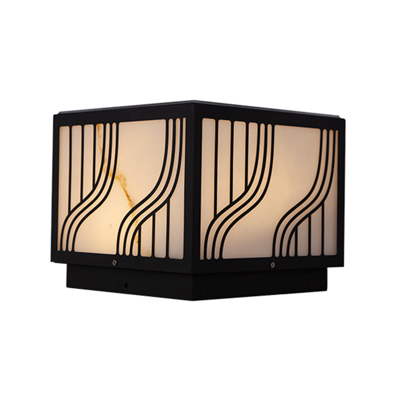 Modern LED Pillar Light Black Solar Lighting Fixture for Garden