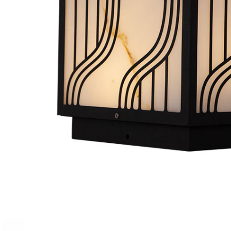 Modern LED Pillar Light Black Solar Lighting Fixture for Garden