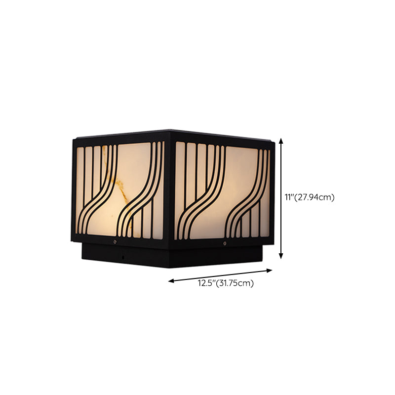 Modern LED Pillar Light Black Solar Lighting Fixture for Garden