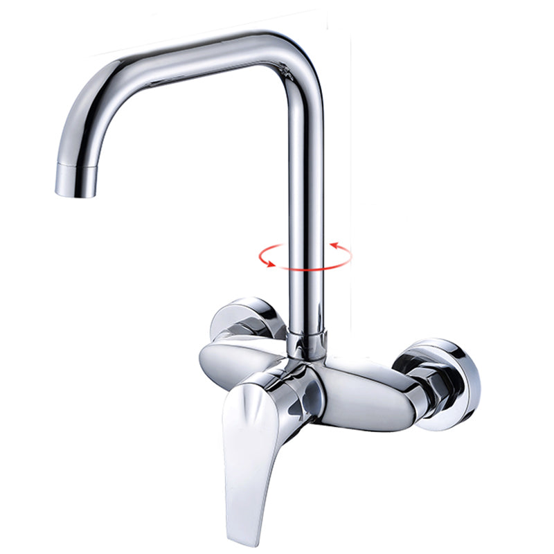 Contemporary Single Handle Kitchen Faucet Wall Mounted Two Holds Bar Faucet