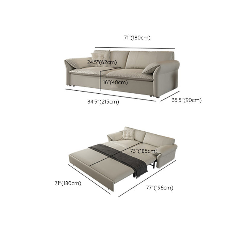 Scandinavian White Futon Sleeper Sofa Pillow Back Futon and Mattress with Storage