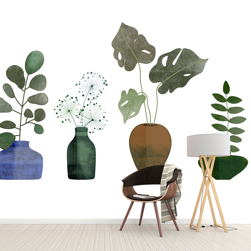 Tropical Plant Mural Wallpaper Environment Friendly Bedroom Wall Mural