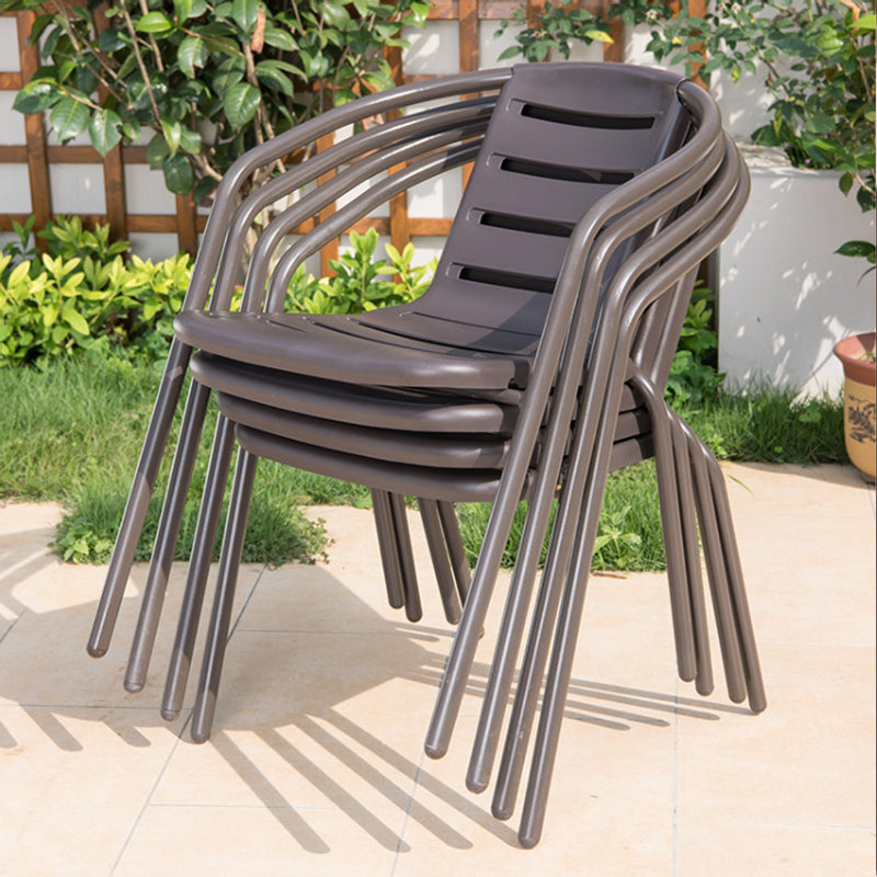 Tropical Patio Arm Chair Wicker Stacking With Arm Outdoor Bistro Chairs