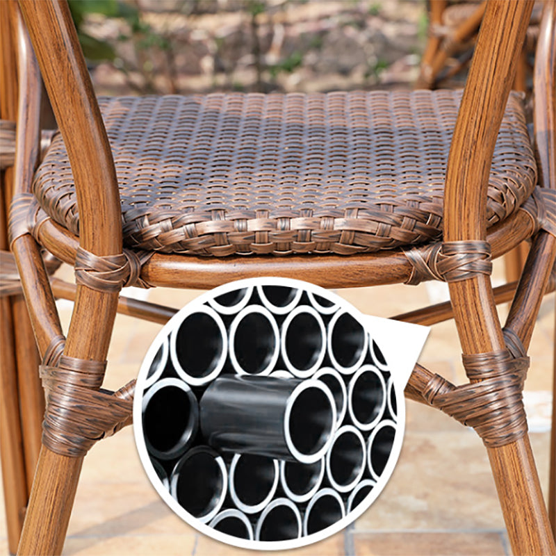 Tropical Patio Arm Chair Wicker Stacking With Arm Outdoor Bistro Chairs