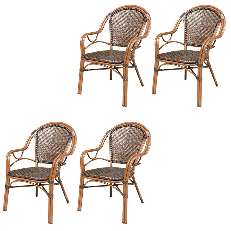 Tropical Patio Arm Chair Wicker Stacking With Arm Outdoor Bistro Chairs