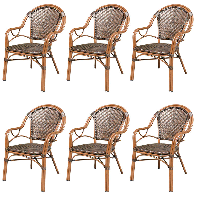 Tropical Patio Arm Chair Wicker Stacking With Arm Outdoor Bistro Chairs