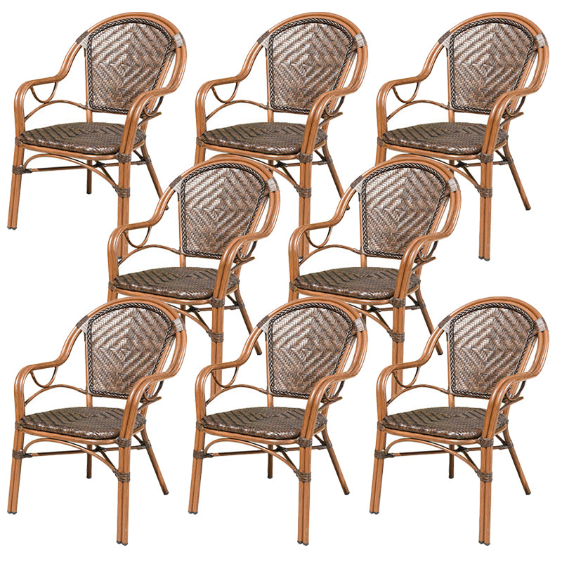 Tropical Patio Arm Chair Wicker Stacking With Arm Outdoor Bistro Chairs