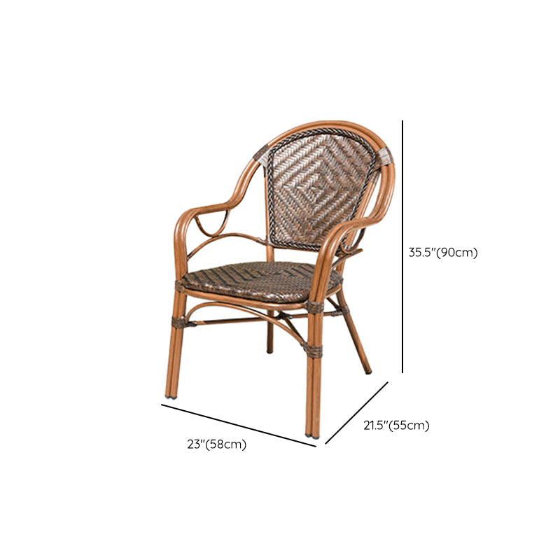 Tropical Patio Arm Chair Wicker Stacking With Arm Outdoor Bistro Chairs