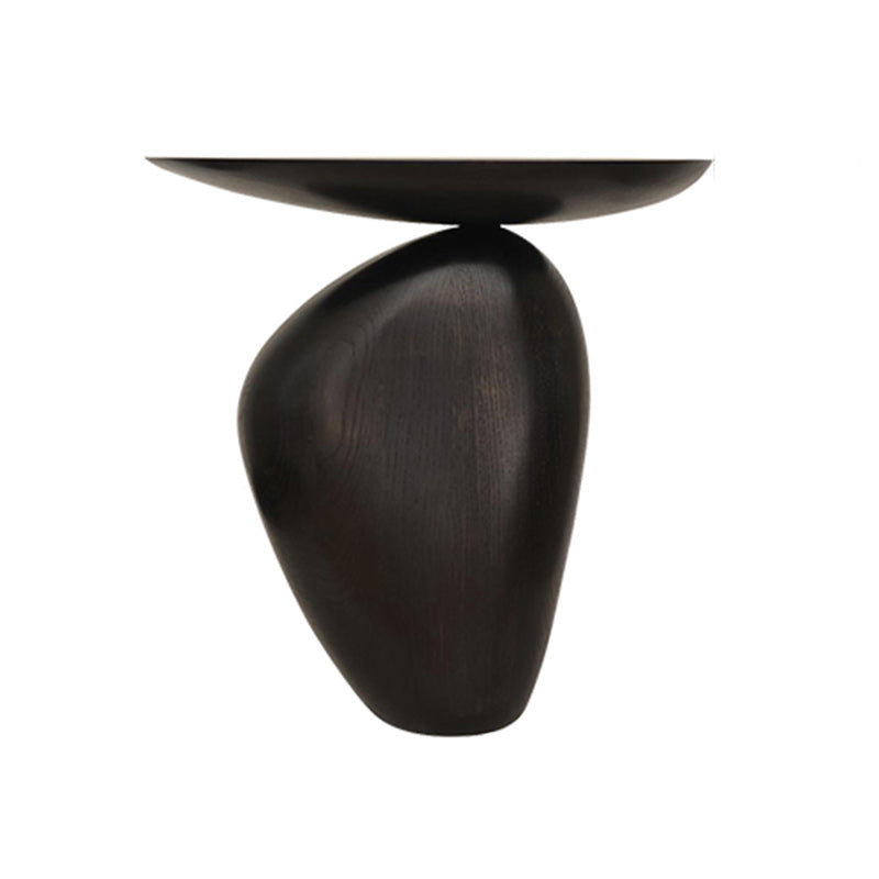 Contemporary Side End Table Oval Pedestal  Living Room Solid Wood Corner Table