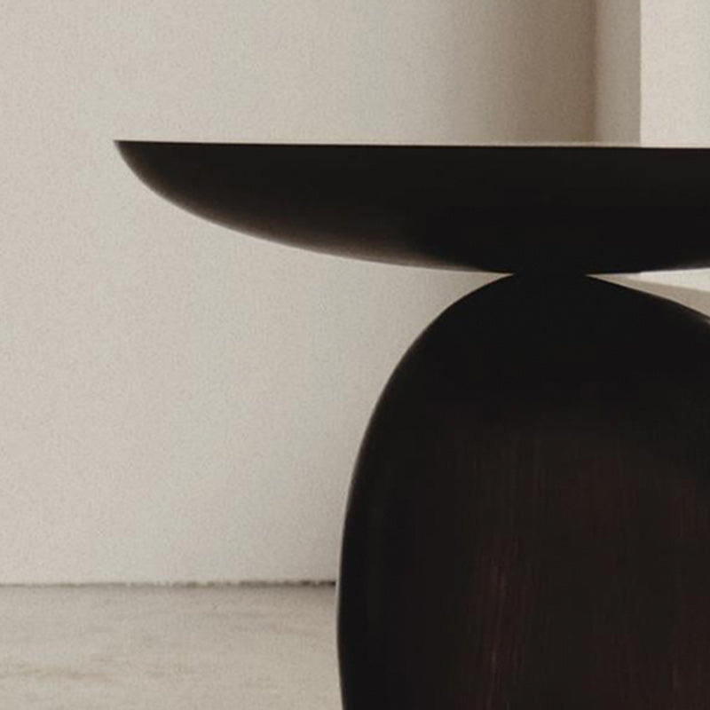 Contemporary Side End Table Oval Pedestal  Living Room Solid Wood Corner Table