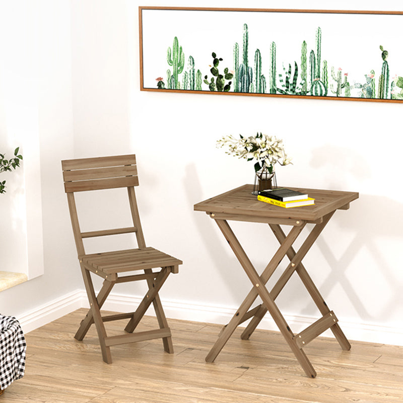 Modern Wood Patio Dining Table 1/2/3 Pieces Collapsible Dining Set for Courtyard