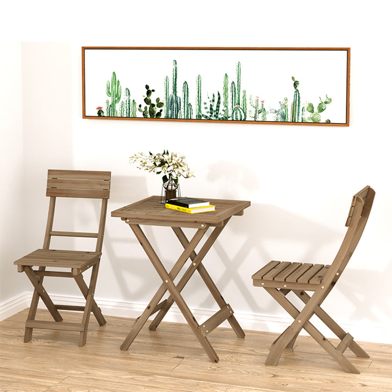 Modern Wood Patio Dining Table 1/2/3 Pieces Collapsible Dining Set for Courtyard