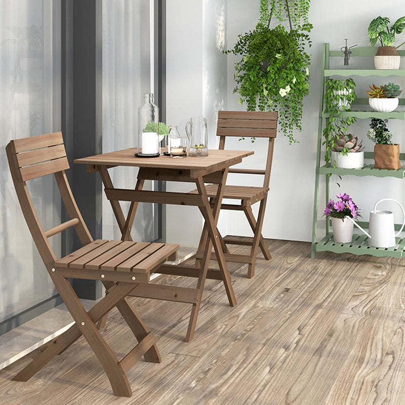 Modern Wood Patio Dining Table 1/2/3 Pieces Collapsible Dining Set for Courtyard