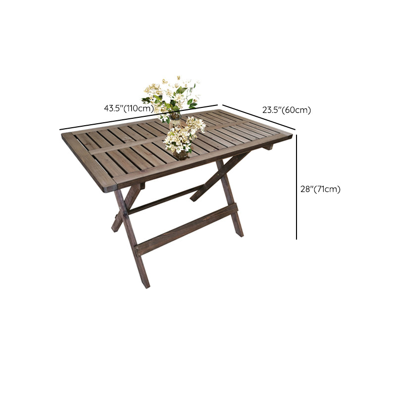 Modern Wood Patio Dining Table 1/2/3 Pieces Collapsible Dining Set for Courtyard