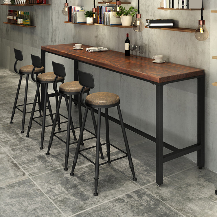 Industrial Rectangle Bar Table Set 1/2/5 Pcs Brown Wooden Bar Table Set