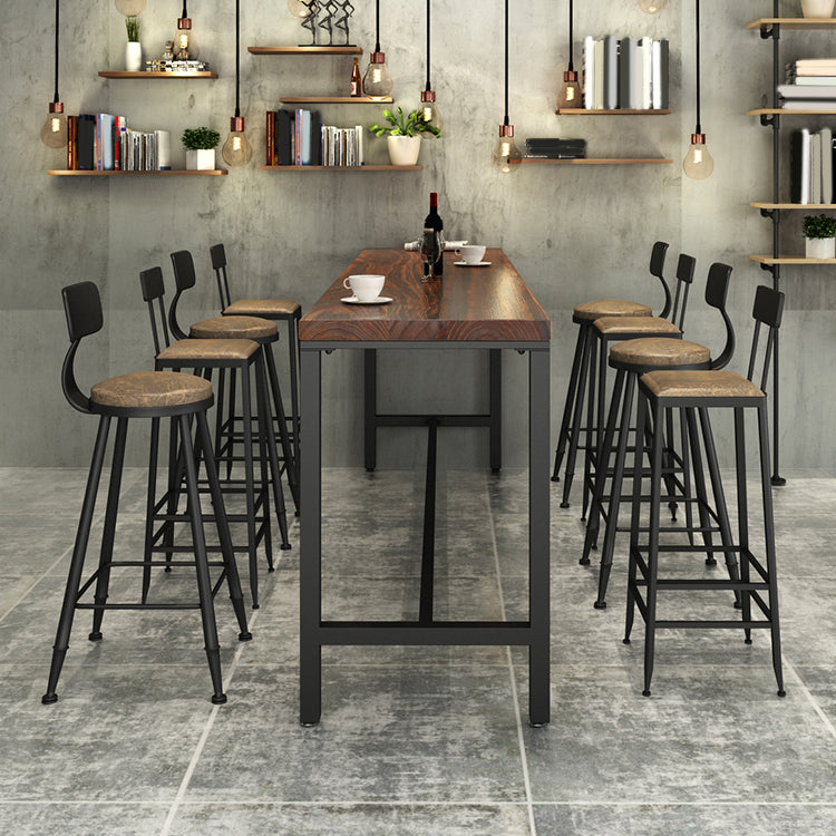 Industrial Rectangle Bar Table Set 1/2/5 Pcs Brown Wooden Bar Table Set