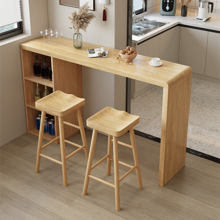 Modern Rectangle Bar Table Set 1/3 Pcs Brown Wooden Bar Table Set