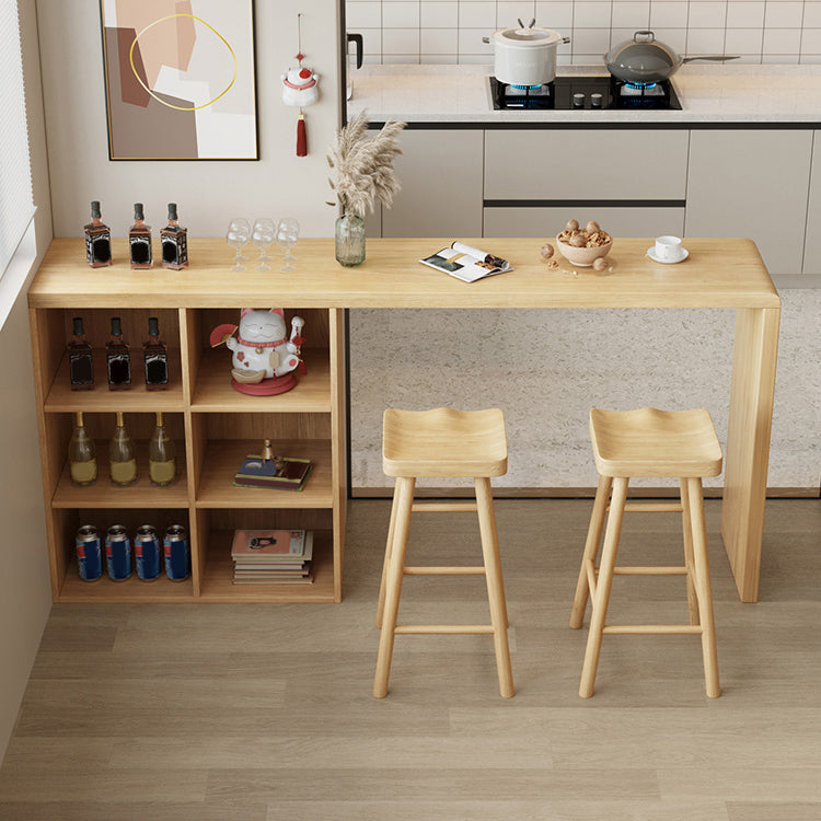 Modern Rectangle Bar Table Set 1/3 Pcs Brown Wooden Bar Table Set