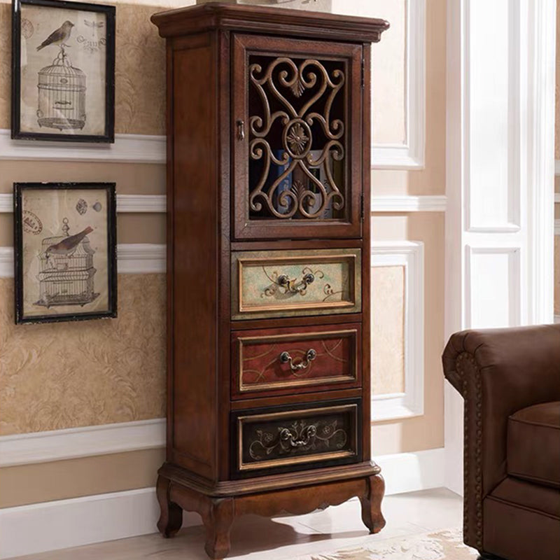 Mid-century Modern 1- Door Distressed Wood Cabinet, Rectangle Accent Cabinet