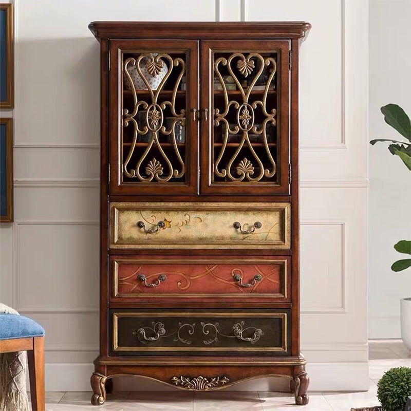 Mid-century Modern 1- Door Distressed Wood Cabinet, Rectangle Accent Cabinet