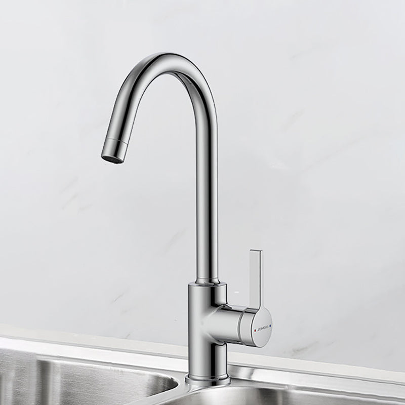 Modern Style Bar Faucet Stainless Steel Gooseneck Lever Handle Bar Faucet