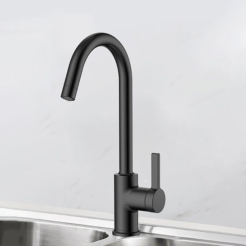 Modern Style Bar Faucet Stainless Steel Gooseneck Lever Handle Bar Faucet