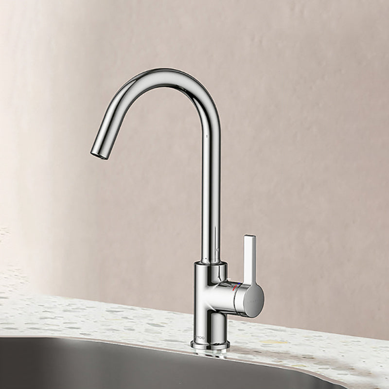 Modern Style Bar Faucet Stainless Steel Gooseneck Lever Handle Bar Faucet