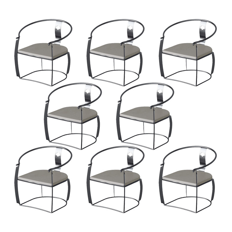 Glam Style Dining Chair Upholstered Arm Chair with Metal Base