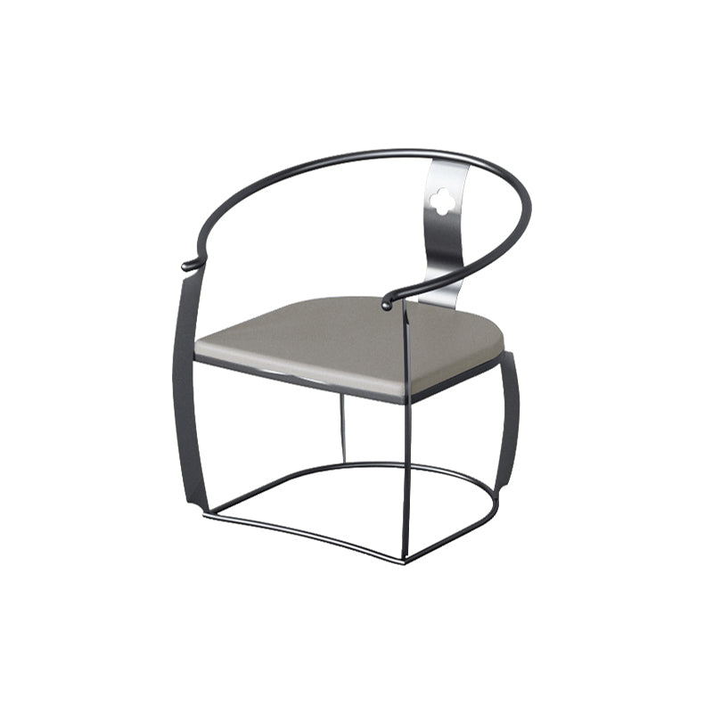 Glam Style Dining Chair Upholstered Arm Chair with Metal Base