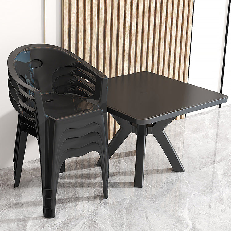 Modern Waterproof Courtyard Table Square Shape Plastic Outdoor Table