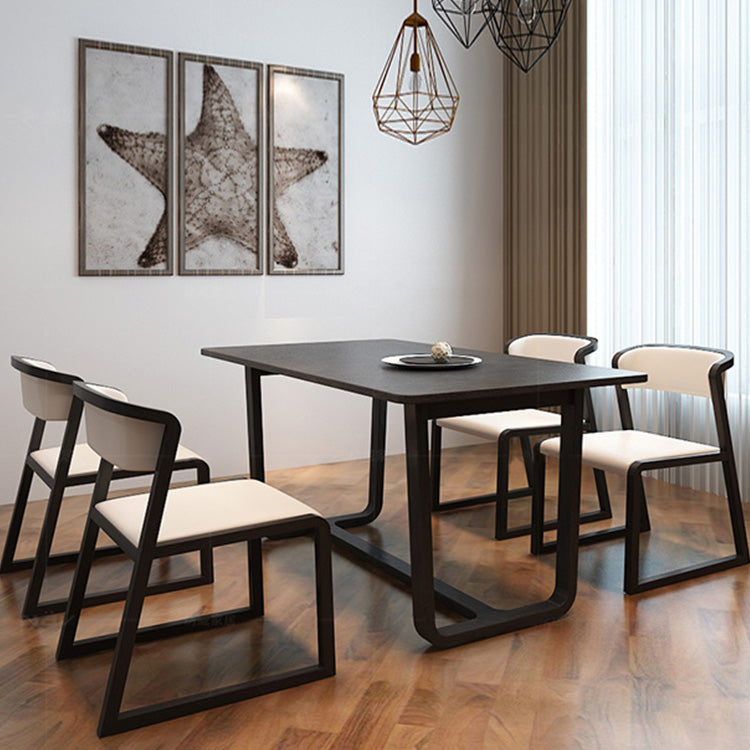 Simplicity Rectangle Dining Site Table Stone Dining Room Collection with Trestle Base