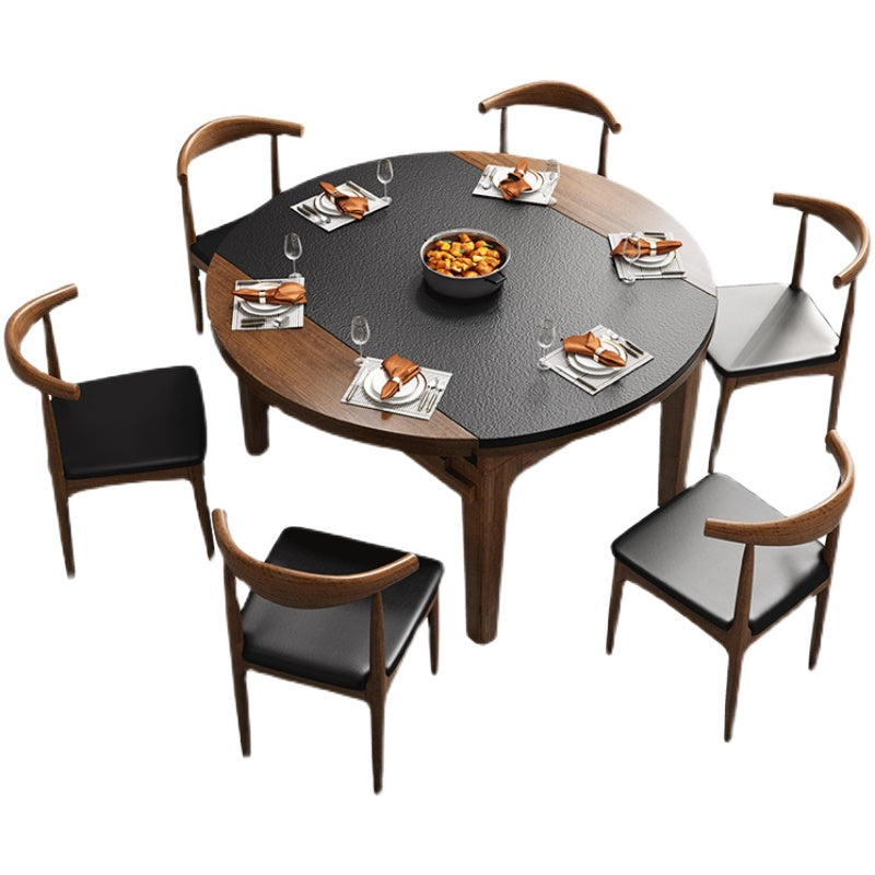 Modern Style Stone Dining Table Round 4 Legs Dining Site Table