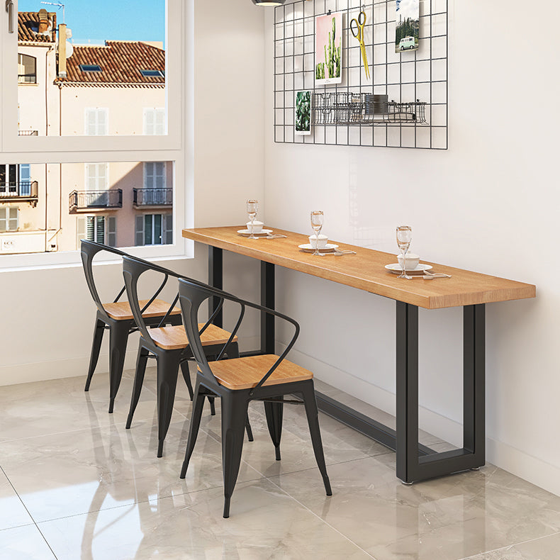 Industrial Trestle Base Dining Table Metal and Wood Dining Table