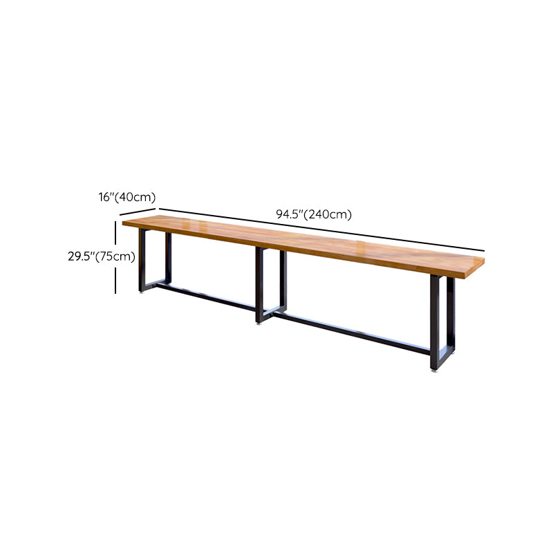Industrial Trestle Base Dining Table Metal and Wood Dining Table