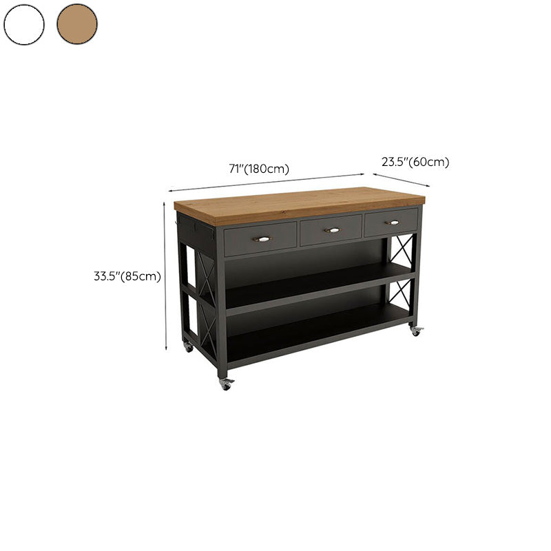Modern Kitchen Island 3 Drawer Kitchen Island Table with Casters