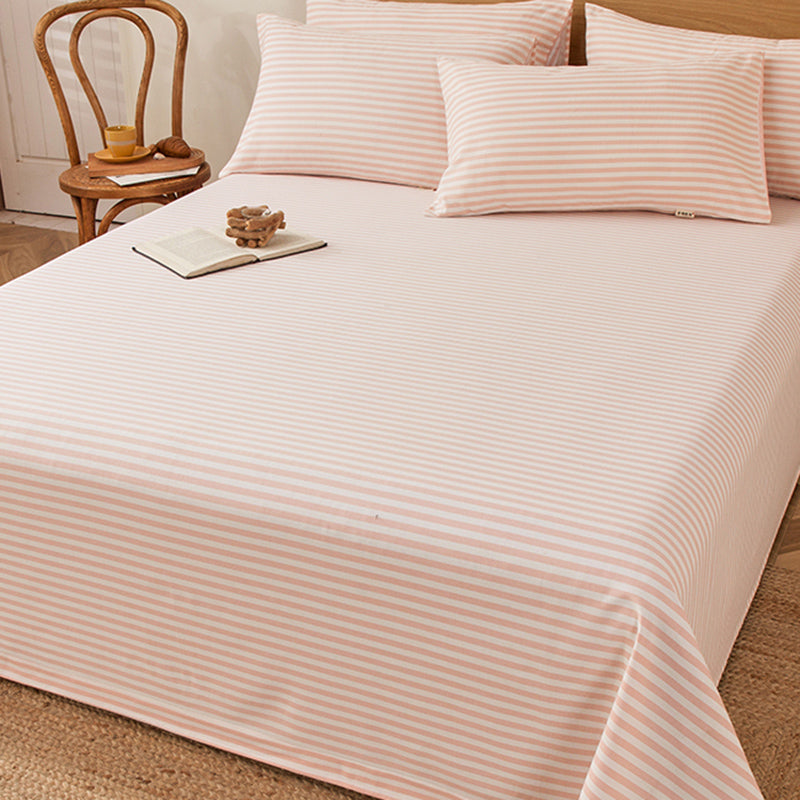 Wrinkle Resistant Sheet Color Block Non-Pilling Breathable Cotton Soft Bed Sheet Set