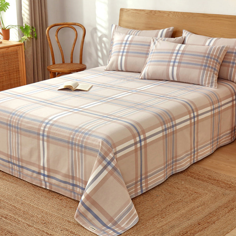 Wrinkle Resistant Sheet Color Block Non-Pilling Breathable Cotton Soft Bed Sheet Set